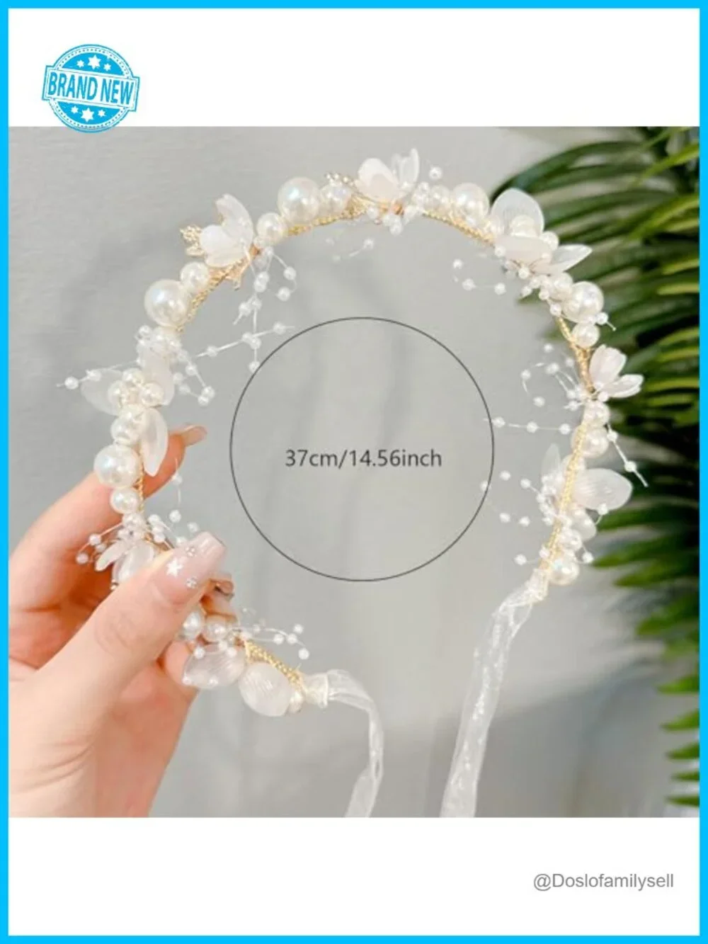 Pearl Rhinestone Flower Girl Princess Headpiece Adjustable Wedding Hair Band